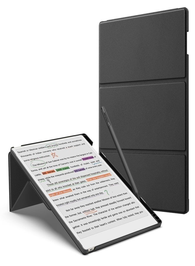 موكو جراب MoKo الحامل لجهاز Remarkable Paper Pro 2024 مقاس 11.8 بوصة - غطاء ثلاثي الطيات من الجلد الفاخر مع حامل قلم، خاصية التشغيل/الإيقاف التلقائي لجهاز Remarkable Pro مقاس 11.8 بوصة، أسود - Image 1